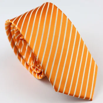 Vyrų Kostiumas ryšius Naujo Dizaino Oranžinė Su Balta Įstrižai Dryžuotas NeckTie Liesas Kaklaraištis 7cm suknelė marškiniai Vestuvių Cravat Gravatas