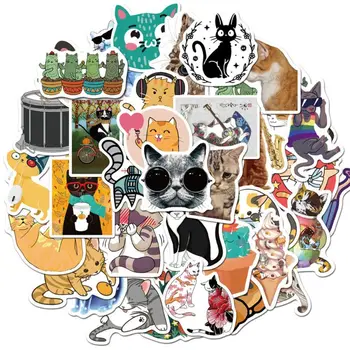 50pcs Mielas Animacinių filmų Katės Lipdukai Automobilio Stiliaus Dviratį, Motociklą Telefoną, Nešiojamąjį kompiuterį, Kelionės Bagažo Lipdukai