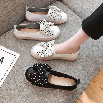 Sausgyslės minkštas-soled patogus butas batai moterų 2020 m. rudenį naujų mados vieno žingsnio lankas didelio dydžio vieno batai