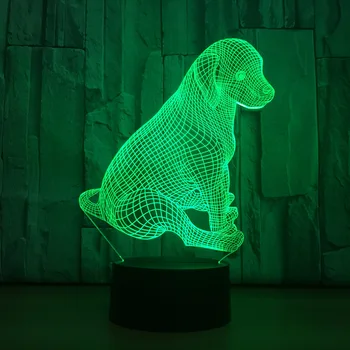 Mielas Labradoro Šuo Žibintas 3D Naktį Šviesos, Vaikams, Žaislas, LED Touch Stalo Lempa 7 Spalvų Mirksinčios LED Šviesos Kalėdinė Dekoracija Lašas Laivas