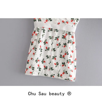 Chu Sau grožį Naujas prancūzų Mados Gėlių Spausdinti Diržas Mini Suknelė Moterims Seksualus, Prašmatnus Rankovių Off Peties Vasarą Ponios Suknelės