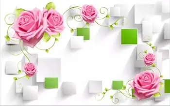 Pasirinktinis Dydis Freskos 3D Foto Tapetai, Gyvenamasis Kambarys Sofos, Fonas, Tapetai, Rose Gėlių Spalvos Kvadratą Nuotrauką Tapetai Namų Dekoro