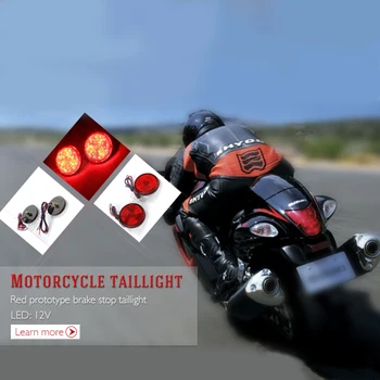 2vnt 42mm Universalus LED 12V Motociklas KETURRATIS, Galiniai Šviesos Turas Stabdžio Stabdymo Žibintas Numerio laikiklis Apvalus Atšvaitas Šviesą Naujos Atvykimas