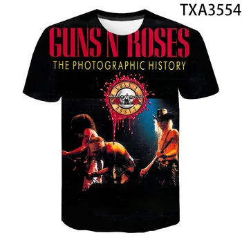 Mados Guns n Roses, 3D Atspausdintas Marškinėliai Vasaros Stiliaus Vyrų, Moterų, Vaikų trumpomis Rankovėmis Berniukas mergaitė Vaikams Laisvalaikio Streetwear Viršuje Tees