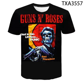 Mados Guns n Roses, 3D Atspausdintas Marškinėliai Vasaros Stiliaus Vyrų, Moterų, Vaikų trumpomis Rankovėmis Berniukas mergaitė Vaikams Laisvalaikio Streetwear Viršuje Tees