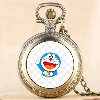 Fob Žiūrėti Anime Tema Doraemon Animacinį Personažą Pocket Watch Laikrodis Pakabukas Karoliai Grandinės Geriausias Dovanas Vaikams Dropshipping