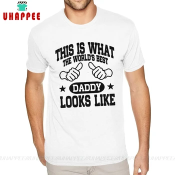 Spausdinti Geriausias Pasaulyje Tėtis Tėvo Diena Tee Marškinėliai Mens Grafinis Užsakymą Trumpas Rankovėmis Sunkiųjų Medvilnės, Baltos spalvos Įgulos Kaklo T Shirts
