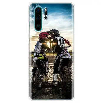 Motokroso Moto Kryžiaus Dirtbikes Atveju, Huawei P20 30 P40 P10 Mate 30 10 20 Lite Pro P Smart Z 2018 2019 Modelio Telefonas Coque Co