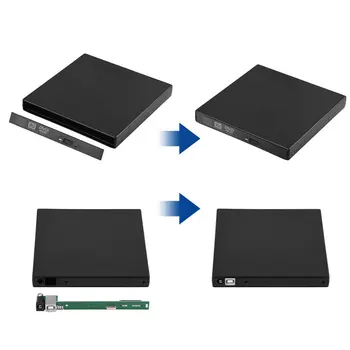 ABS Nešiojamų PC USB 2.0 12.7 mm SATA Notebook Nešiojamas Mobiliojo DVD Disko Gaubto 480Mbps Desktop CD-ROM Optinis įrenginys Atveju
