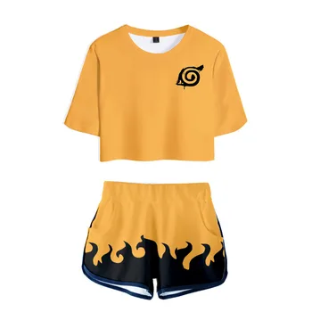 Anime Naruto Kostiumai, marškinėliai, Šortai Tinka Mergaitėms 3D Spausdinimo Uzumaki Akatsuki Haruno Sakura Cosplay Trumpas Rankovės Sportinę Moterims
