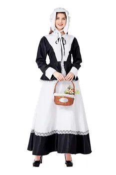Moterų Lolita Suknelė Vintage Viktorijos laikų Mada ilgomis Rankovėmis Saldus Britų Šeimininkė Tarnautojas Prairie Cosplay Kostiumai Šalis