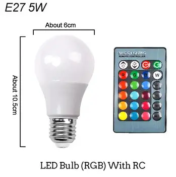E27 E14 RGB LED Lemputė Lemputė 3W 5W 10W Spalvų Magija Vietoje Šviesos Nuotolinio Valdymo Pritemdomi 24key Atostogų LED Nakties Šviesos 110V, 220V