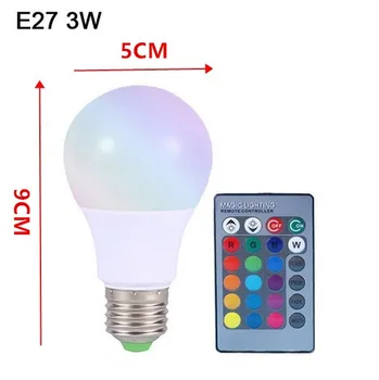 E27 E14 RGB LED Lemputė Lemputė 3W 5W 10W Spalvų Magija Vietoje Šviesos Nuotolinio Valdymo Pritemdomi 24key Atostogų LED Nakties Šviesos 110V, 220V