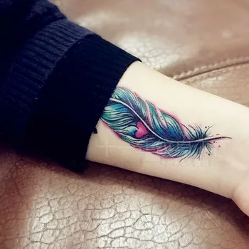 Atsparus vandeniui Laikinos tatuiruotės lipdukai seksualių moterų tatuiruotė plunksnų tatuiruotė lipdukai kūno meno Didelis originalių plunksnos