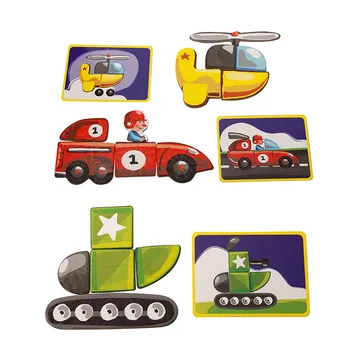4 Stilius Medinės Magnetinės Dėlionės, Žaislų, Vaikai, 3D Puzzle Žaidimas Transporto priemonės Bakas, Sraigtasparnis Lenktynių Automobilių Piešimo Lenta Švietimo Žaislai