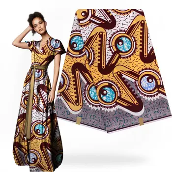 2018 Ankara Afrikos medvilnės Vaškas Spaudinių Audinio spausdinimo Vaškas Aukštos Kokybės Nigerija audinio 6 aikštelėse Šalis Suknelė H181102s