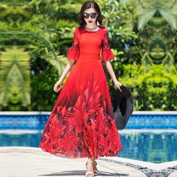 2020 naujas šifono suknelė moterų vasarą ilgai juosmens-uždara trumpomis rankovėmis apvalios kaklo suknelė elegantiškas slim fit suknelė