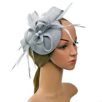 Ponios Moterys Fascinator Gėlių, Plunksnų Skrybėlę Lankelis Vestuves Akių Vinjetė Tvarstis Skarelės HairBands Plaukų Aksesuarai