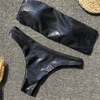 Paplūdimio Drabužiai China Push Up Bikinis 2018 Monokini Sparkle Brazilijos Bikini Komplektas Biquini Seksualus Bandeau Maudymosi Kostiumėlį, Maudymosi Kostiumėliai Moterims Maillot