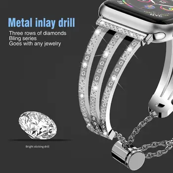 Moterų deimantų žiūrėti juosta, diržu, apple watch 6 5 4 40mm 44mm watchband už iwatch 6 4 3 2 38mm 42mm apyrankės apyrankės