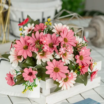 9 Vieną Krūva Gerbera Dirbtinių Gėlių Mažas Daisy Gėlių Namo Kambarį, Stalo Papuošimas, Gėlių Dirbtinių Augalų Žaluma