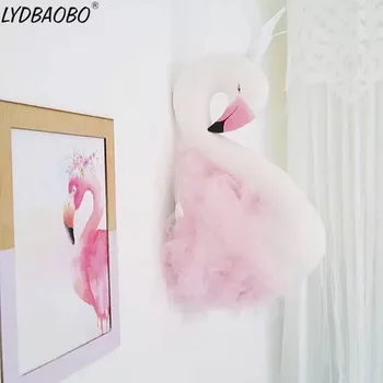 1pc Naujas Kawaii Swan Flamingo Įdaryti Lėlė Baby Soft Mielas Gyvūnų Nėrinių Pliušinis vaikų Darželio Mergaitės miegamojo Sienų Dekoras Vaikas, Gimtadienio Dovanos