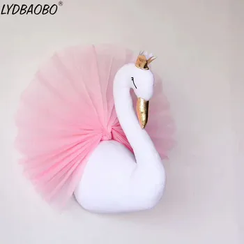 1pc Naujas Kawaii Swan Flamingo Įdaryti Lėlė Baby Soft Mielas Gyvūnų Nėrinių Pliušinis vaikų Darželio Mergaitės miegamojo Sienų Dekoras Vaikas, Gimtadienio Dovanos
