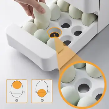 Trijų Sluoksnių Kiaušinių Laikymo Stalčių 90 Grotelės Talpinimo Virtuvės Kiaušinių Organizatorius Konteinerių Anti-Susidūrimo Dėklas Šaldytuvas