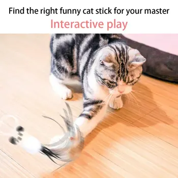 1Pc Katė Interaktyvus Žaislas Stick Plunksnų Lazdele Su Mažais Bell Pelė Narve, Žaislai, Dirbtinės Plastikinės Spalvinga Katė Kibinimas Žaislas Reikmenys 5