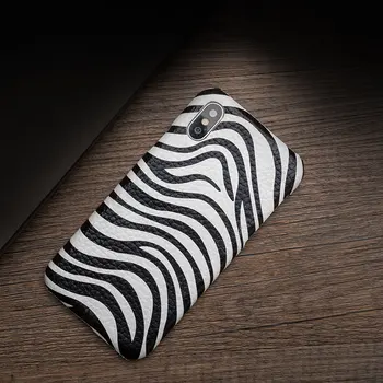 Telefono dėklas skirtas iPhone 6 6s 7 8 Plius 11 Pro X XS XS Max Plius karvės odos Zebra tekstūros padengti Telefono 6sp 7p 8p galinį dangtelį