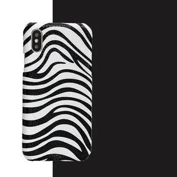 Telefono dėklas skirtas iPhone 6 6s 7 8 Plius 11 Pro X XS XS Max Plius karvės odos Zebra tekstūros padengti Telefono 6sp 7p 8p galinį dangtelį