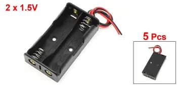 AA Baterijos Laikymo Atveju plastikinę Dėžutę, Laikiklis su Kabeliu Švino 2 x AA 1,5 V Baterijos Litavimas, Jungimas Juoda Didmeninės