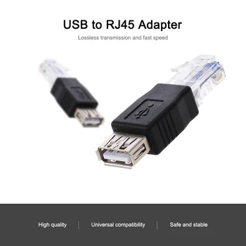 Nešiojamas USB į RJ45 Adapter USB2.0 moterį, Ethernet RJ45 Male Kištuko Adapterio Jungtis Naudoti ADSL modemas