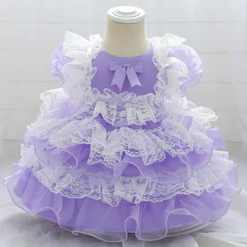 Naujų metų senumo suknelė gėlių mergaitė princesė dress nėrinių lankas net suknelė mergina pengpeng siūlai kūdikio gimtadienio suknelė