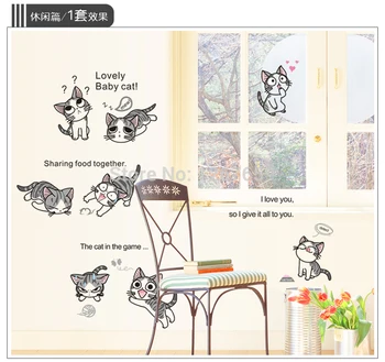 10 Gražių cute Kačių, žaidžia Vaiko Sweet Home sienų lipdukai Katė lipduką 