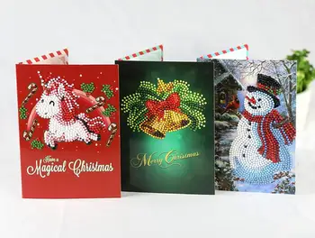 Aukso Panno,Diamond Tapybos Animacinių filmų Mini Kalėdų Senelis Merry Christmas Popieriaus Sveikinimo Atvirukų Amatų 