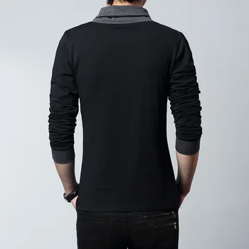 2018 m. Pavasarį, rudenį vyrų mados v-kaklo, ilgomis rankovėmis t-shirt korėjos medvilnės marškinėlius mens atsitiktinis slim tees viršūnes derliaus camisetas