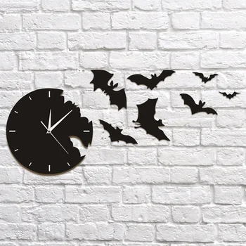 1Piece Šiuolaikinio Juodas Sieninis Laikrodis Pabėgti Laikrodis Helovinas Gpgb Siluetas 3D Sienų Žiūrėti Laikrodis Baisu Gpgb Simboliai Namų Dekoro