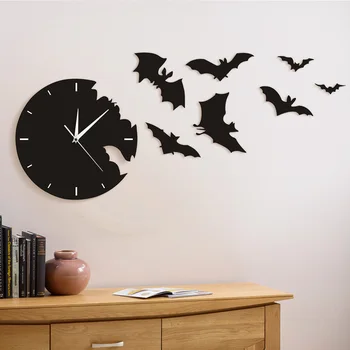 1Piece Šiuolaikinio Juodas Sieninis Laikrodis Pabėgti Laikrodis Helovinas Gpgb Siluetas 3D Sienų Žiūrėti Laikrodis Baisu Gpgb Simboliai Namų Dekoro