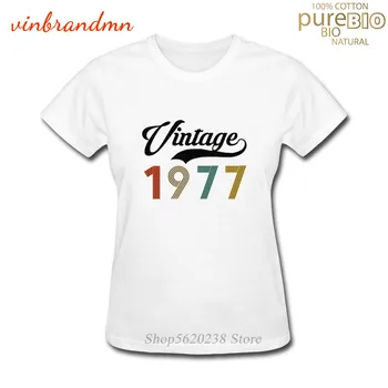 Nuostabus Derlius 1977 Marškinėliai moteris Retro 70s Prekės ženklo Drabužių, Gimęs 1977 T-shirt Šeimos Gimtadienio Dovana fitneso Marškinėlius Moteris