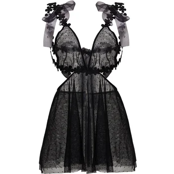 Prancūzijos Seksualus Nightgowns Moterų Miego Dėvėti Siuvinėjimo Nėrinių Trumpas Sijonas Matyti Per Gėlių Jauna Mergina Akių Vestuvių Miego Suknelė