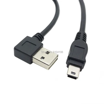 1M USB 2.0 Male į Mini USB 5Pin Male Kabelis, 100cm Grįžtamasis Dizaino Up & Down & Kairėje ir Dešinėje 90 Laipsnių Kampu