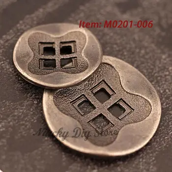 60pcs metalo kailis mygtuką 21mm antikvariniai sidabro metalo siuvimo mygtukai, 4 skylės nereikia išnyks drabužių 