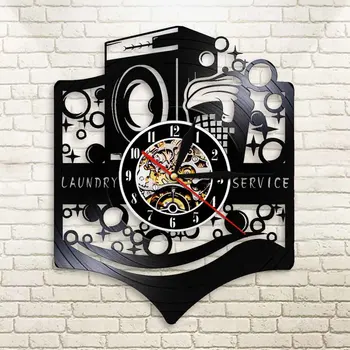 Skalbimo Patalpa Logotipą, Verslo Pasirašyti Sienos Laikrodį, Skalbimo Mašina, Skalbimo Paslaugos Išplaukite Švarius Drabužius Tarnaitė Paslaugų Vinilo Įrašas Laikrodis