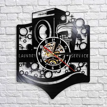 Skalbimo Patalpa Logotipą, Verslo Pasirašyti Sienos Laikrodį, Skalbimo Mašina, Skalbimo Paslaugos Išplaukite Švarius Drabužius Tarnaitė Paslaugų Vinilo Įrašas Laikrodis