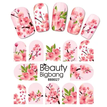 5Sheets BeautyBigBang Nagų Lipduką Vandens Slankiklį Apdailos Nėrinių Gėlių Vasarą Dizaino Manikiūro Perdavimo 