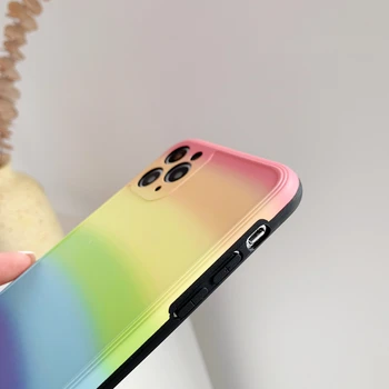 INS Vaivorykštės spalvos siūlėmis telefono dėklas skirtas iphone 11 11Pro Max XS Max X XR Matinis Minkšto silikono TPU case For iphone 7 8 Plius
