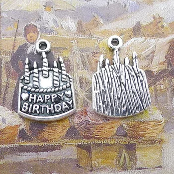 B1505 15 * 22mm 1.8 G gimtadienio Tortas antikvariniai Sidabro Lydinio žavesio pakabukas ornamentas 