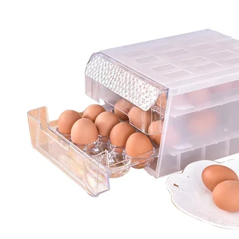 Kūrybos Plastikinius Stalčių Tipo Dvigubo Kiaušinių Laikymo Dėžutė Organizatorius Namų Virtuvės Šaldytuvas Storio Didelės Talpos, Kiaušinių Dėklai