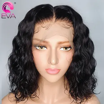 Eva 13x6 Nėriniai Priekiniai Žmogaus Plaukų Perukai Prieš Nupeštos Su Kūdikių Plaukai Trumpi Garbanoti Nėriniai Priekiniai Perukai Už juodaodžių Moterų Brazilijos Remy Plaukų